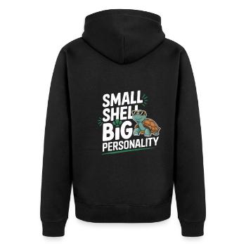 Turtle care for owners of - Unisex Premium Organic Zip Hoodie - black - Back - Nico (187cm)