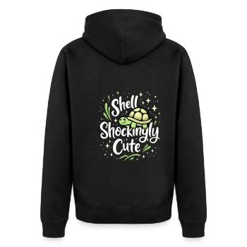 Turtle care for owners of - Unisex Premium Organic Zip Hoodie - black - Back - Nico (187cm)