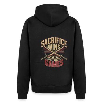 Schach-humor-liebhaber Lustige Schachmatt- Und - Unisex Premium Bio Zip Hoodie - Schwarz - Hinten - Nico (187cm)