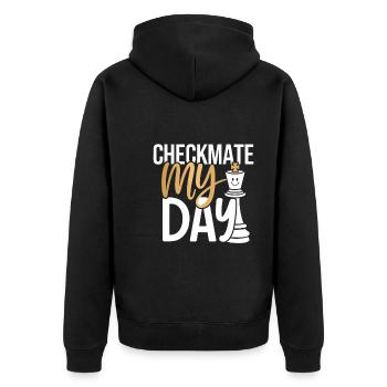 Schach-humor-liebhaber Lustige Schachmatt- Und - Unisex Premium Bio Zip Hoodie - Schwarz - Hinten - Nico (187cm)