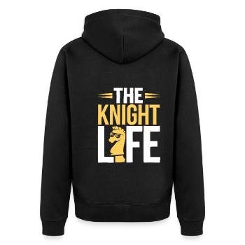 Schach-humor-liebhaber Lustige Schachmatt- Und - Unisex Premium Bio Zip Hoodie - Schwarz - Hinten - Nico (187cm)