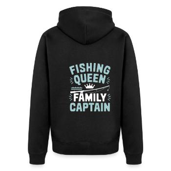Angler-mama, Stolze Anglerin Und Outdoor-fischer - Unisex Premium Bio Zip Hoodie - Schwarz - Hinten - Nico (187cm)