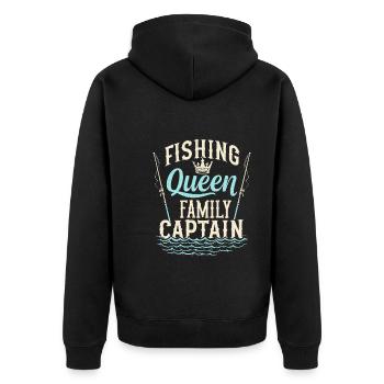 Angler-mama, Stolze Anglerin Und Outdoor-fischer - Unisex Premium Bio Zip Hoodie - Schwarz - Hinten - Nico (187cm)