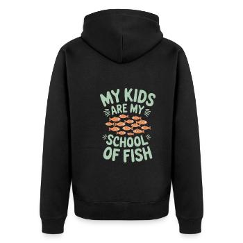 Angler-mama, Stolze Anglerin Und Outdoor-fischer - Unisex Premium Bio Zip Hoodie - Schwarz - Hinten - Nico (187cm)