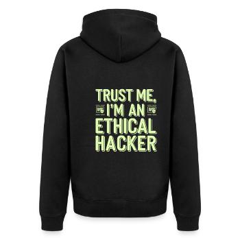 Ethisches Hacking Cybersicherheit Digitale - Unisex Premium Bio Zip Hoodie - Schwarz - Hinten - Nico (187cm)