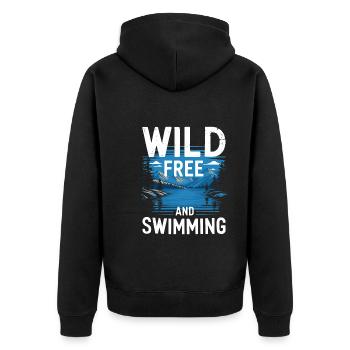 Wildes Schwimmen Im Freien Abenteuer Und Offenes - Unisex Premium Bio Zip Hoodie - Schwarz - Hinten - Nico (187cm)