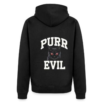 Katzenliebhaber, Dunkler Humor, Frecher, - Unisex Premium Bio Zip Hoodie - Schwarz - Hinten - Nico (187cm)