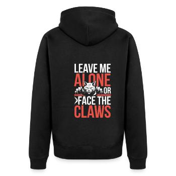 Katzenliebhaber, Dunkler Humor, Frecher, - Unisex Premium Bio Zip Hoodie - Schwarz - Hinten - Nico (187cm)