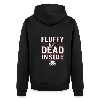 Katzenliebhaber, Dunkler Humor, Frecher, - Unisex Premium Bio Zip Hoodie - Schwarz - Hinten - Nico (187cm)