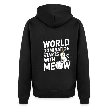 Katzenliebhaber, Dunkler Humor, Frecher, - Unisex Premium Bio Zip Hoodie - Schwarz - Hinten - Nico (187cm)
