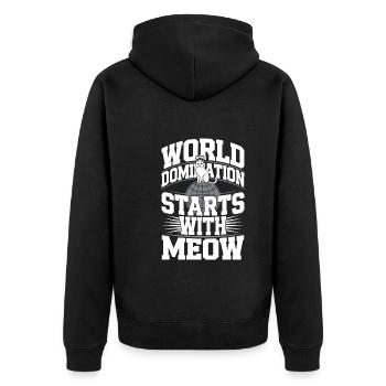 Katzenliebhaber, Dunkler Humor, Frecher, - Unisex Premium Bio Zip Hoodie - Schwarz - Hinten - Nico (187cm)