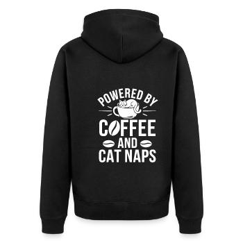 Katzenliebhaber, Dunkler Humor, Frecher, - Unisex Premium Bio Zip Hoodie - Schwarz - Hinten - Nico (187cm)