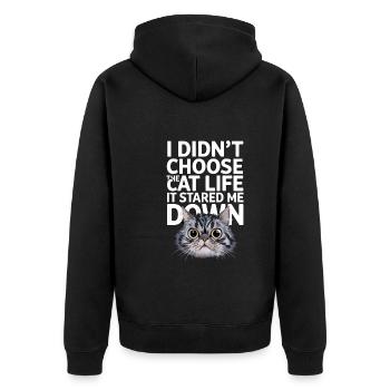 Cat Lover, Dark Humor, Naughty, - Unisex Premium Organic Zip Hoodie - black - Back - Nico (187cm)
