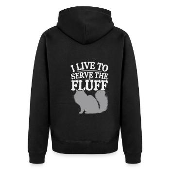Katzenliebhaber, Dunkler Humor, Frecher, - Unisex Premium Bio Zip Hoodie - Schwarz - Hinten - Nico (187cm)