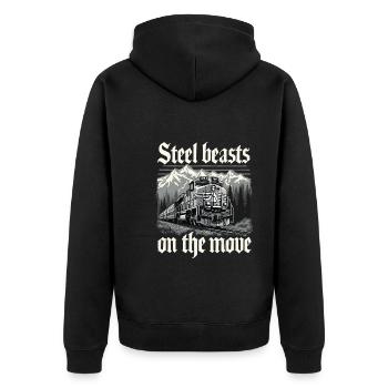 Railfan Passionné de train Amoureux des locomotives - Veste à capuche bio Premium Unisexe - noir - Dos - Nico (187cm)
