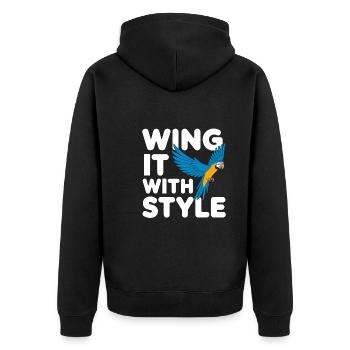 Papageienbesitzer Papageienleben Und Exotischer - Unisex Premium Bio Zip Hoodie - Schwarz - Hinten - Nico (187cm)