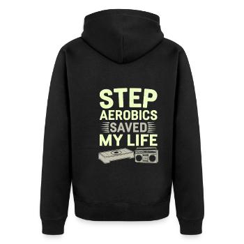 80s Fitness Enthusiast Retro Workout And - Unisex Premium Organic Zip Hoodie - black - Back - Nico (187cm)
