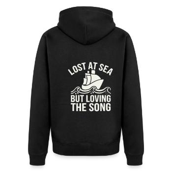 Sailors Sea Shanty Singing Ship Adventures - Unisex Premium Organic Zip Hoodie - black - Back - Nico (187cm)