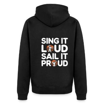 Sailors Sea Shanty Singing Ship Adventures - Unisex Premium Organic Zip Hoodie - black - Back - Nico (187cm)