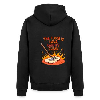 Frühjahrsputz-enthusiasten, Neuanfang Und - Unisex Premium Bio Zip Hoodie - Schwarz - Hinten - Nico (187cm)