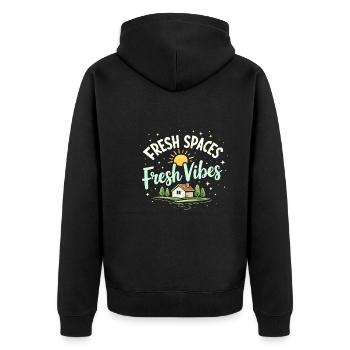 Frühjahrsputz-enthusiasten, Neuanfang Und - Unisex Premium Bio Zip Hoodie - Schwarz - Hinten - Nico (187cm)