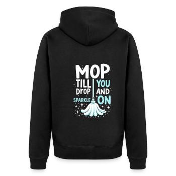 Frühjahrsputz-enthusiasten, Neuanfang Und - Unisex Premium Bio Zip Hoodie - Schwarz - Hinten - Nico (187cm)