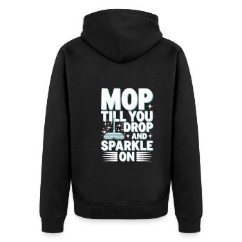 Frühjahrsputz-enthusiasten, Neuanfang Und - Unisex Premium Bio Zip Hoodie - Schwarz - Hinten - Nico (187cm)