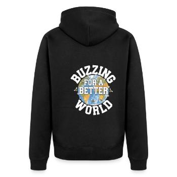Bee-friendly gardener, pollinator, garden and - Unisex Premium Organic Zip Hoodie - black - Back - Nico (187cm)