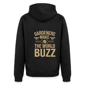 Bee-friendly gardener, pollinator, garden and - Unisex Premium Organic Zip Hoodie - black - Back - Nico (187cm)
