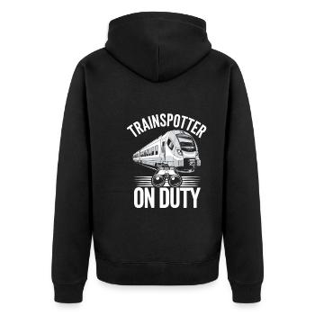 Railfan Passionné de train Amoureux des locomotives - Veste à capuche bio Premium Unisexe - noir - Dos - Nico (187cm)