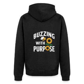 Bee-friendly gardener, pollinator, garden and - Unisex Premium Organic Zip Hoodie - black - Back - Nico (187cm)