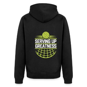 Joueur De Volley-ball Et Fan Spike Service - Veste à capuche bio Premium Unisexe - noir - Dos - Nico (187cm)