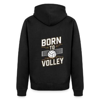 Volleyballspieler Und Fan Spike Servieren - Unisex Premium Bio Zip Hoodie - Schwarz - Hinten - Nico (187cm)