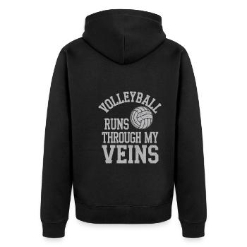Volleyballspieler Und Fan Spike Servieren - Unisex Premium Bio Zip Hoodie - Schwarz - Hinten - Nico (187cm)