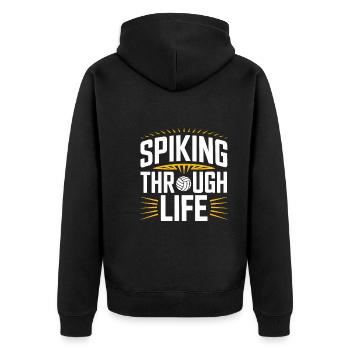 Volleyballspieler Und Fan Spike Servieren - Unisex Premium Bio Zip Hoodie - Schwarz - Hinten - Nico (187cm)