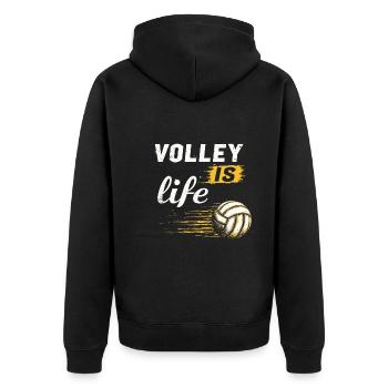 Volleyballspieler Und Fan Spike Servieren - Unisex Premium Bio Zip Hoodie - Schwarz - Hinten - Nico (187cm)