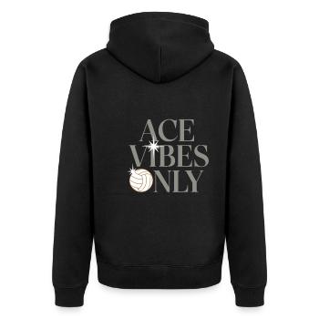 Volleyballspieler Und Fan Spike Servieren - Unisex Premium Bio Zip Hoodie - Schwarz - Hinten - Nico (187cm)