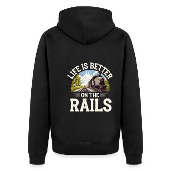 Railfan Passionné de train Amoureux des locomotives - Veste à capuche bio Premium Unisexe - noir - Dos - Nico (187cm)