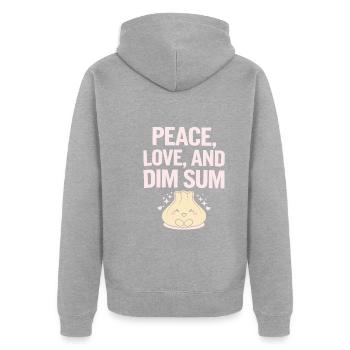 Les amateurs de dim-sum de la cuisine chinoise et des quenelles - Veste à capuche bio Premium Unisexe - gris chiné - Dos - Nico (187cm)