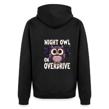 Funktioneller Sarkasmus-morgen Für Nachteulen - Unisex Premium Bio Zip Hoodie - Schwarz - Hinten - Nico (187cm)