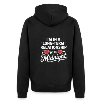 Funktioneller Sarkasmus-morgen Für Nachteulen - Unisex Premium Bio Zip Hoodie - Schwarz - Hinten - Nico (187cm)