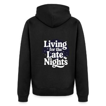 Funktioneller Sarkasmus-morgen Für Nachteulen - Unisex Premium Bio Zip Hoodie - Schwarz - Hinten - Nico (187cm)