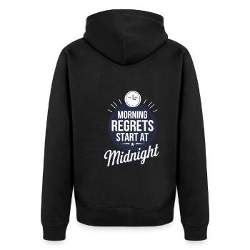 Funktioneller Sarkasmus-morgen Für Nachteulen - Unisex Premium Bio Zip Hoodie - Schwarz - Hinten - Nico (187cm)
