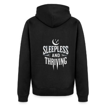 Funktioneller Sarkasmus-morgen Für Nachteulen - Unisex Premium Bio Zip Hoodie - Schwarz - Hinten - Nico (187cm)