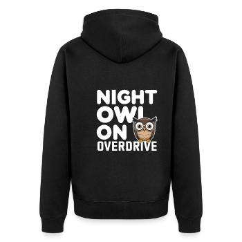 Funktioneller Sarkasmus-morgen Für Nachteulen - Unisex Premium Bio Zip Hoodie - Schwarz - Hinten - Nico (187cm)