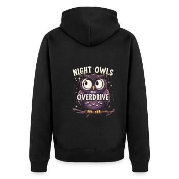 Funktioneller Sarkasmus-morgen Für Nachteulen - Unisex Premium Bio Zip Hoodie - Schwarz - Hinten - Nico (187cm)