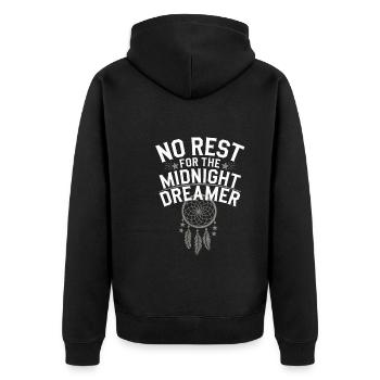 Funktioneller Sarkasmus-morgen Für Nachteulen - Unisex Premium Bio Zip Hoodie - Schwarz - Hinten - Nico (187cm)