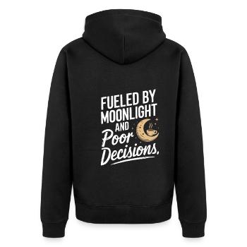 Funktioneller Sarkasmus-morgen Für Nachteulen - Unisex Premium Bio Zip Hoodie - Schwarz - Hinten - Nico (187cm)