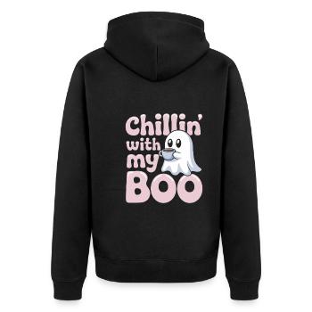 Paranormal Comedy Funny Ghost Humor Lighthearted - Unisex Premium Organic Zip Hoodie - black - Back - Nico (187cm)