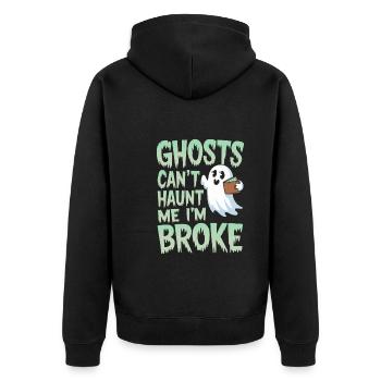 Paranormal Comedy Funny Ghost Humor Lighthearted - Unisex Premium Organic Zip Hoodie - black - Back - Nico (187cm)